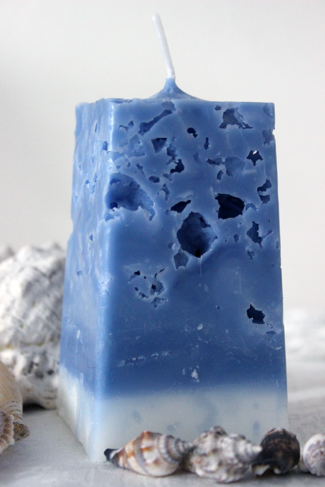Light Blue Square Coral Candle