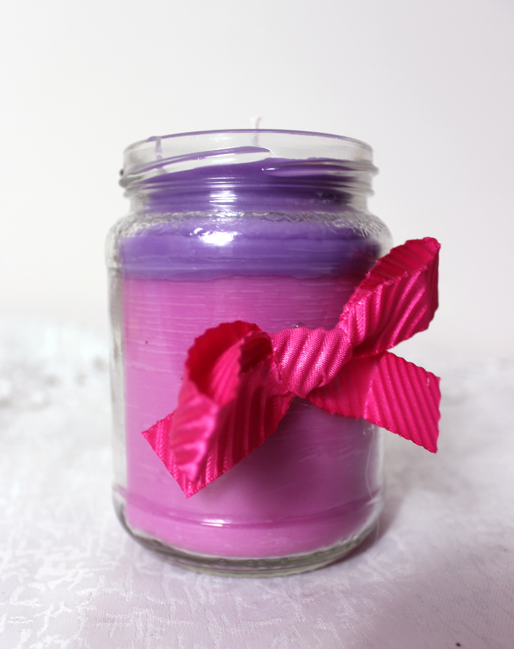 Purple/Pink Jar Candle with Bow