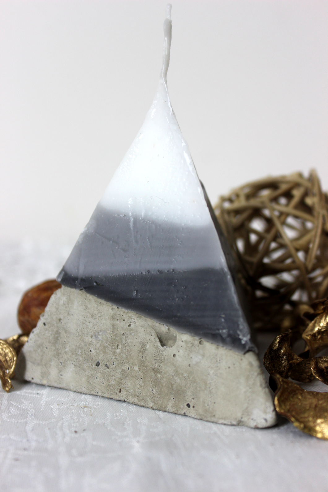 Medium Pyramid Volcanic Grey Candle