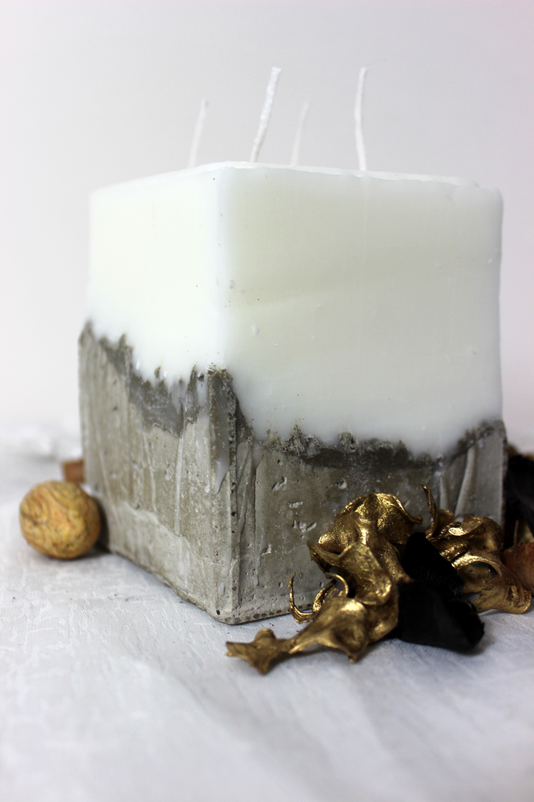 Large Volcanic Grey Square Candle